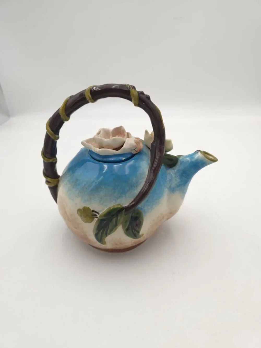 Blue Sky Heather Goldminc Bee Teapot Ceramic Floral Bee Hive Teapot 2013